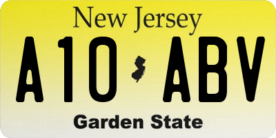 NJ license plate A10ABV