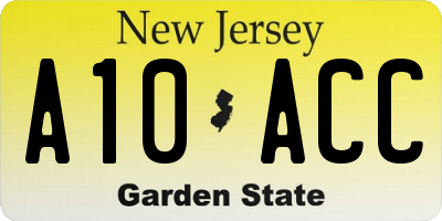 NJ license plate A10ACC