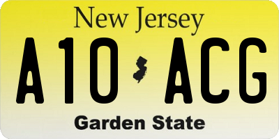 NJ license plate A10ACG