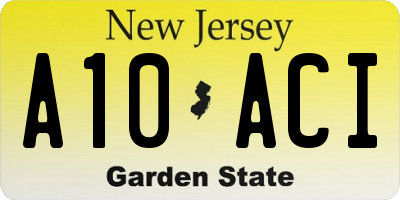 NJ license plate A10ACI