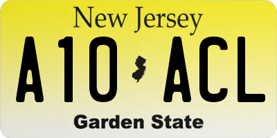 NJ license plate A10ACL