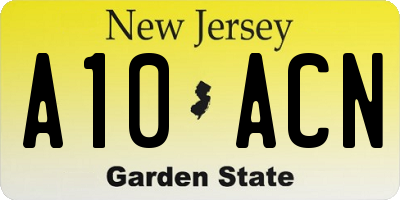 NJ license plate A10ACN