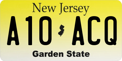 NJ license plate A10ACQ