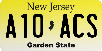 NJ license plate A10ACS