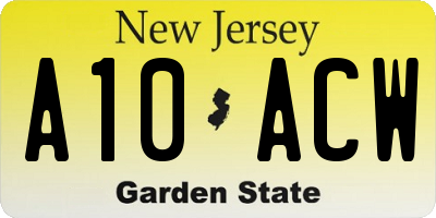 NJ license plate A10ACW