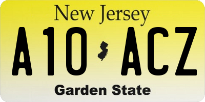 NJ license plate A10ACZ