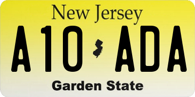 NJ license plate A10ADA