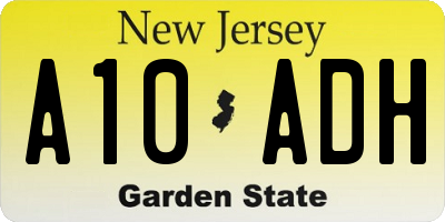 NJ license plate A10ADH