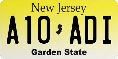 NJ license plate A10ADI