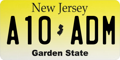 NJ license plate A10ADM