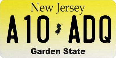 NJ license plate A10ADQ