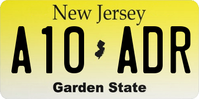 NJ license plate A10ADR