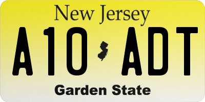 NJ license plate A10ADT