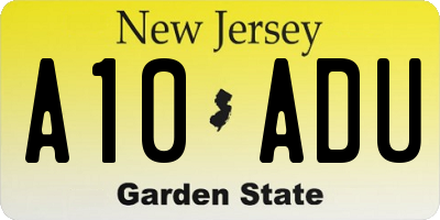 NJ license plate A10ADU