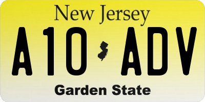 NJ license plate A10ADV