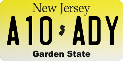 NJ license plate A10ADY