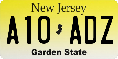 NJ license plate A10ADZ