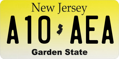 NJ license plate A10AEA