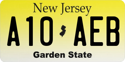 NJ license plate A10AEB