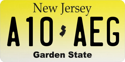 NJ license plate A10AEG