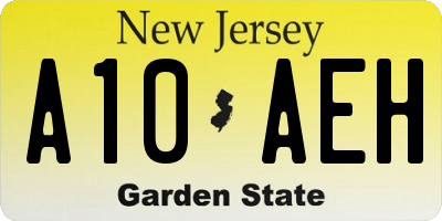 NJ license plate A10AEH