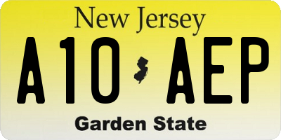 NJ license plate A10AEP