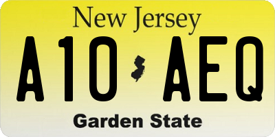 NJ license plate A10AEQ