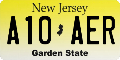 NJ license plate A10AER