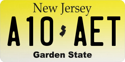 NJ license plate A10AET