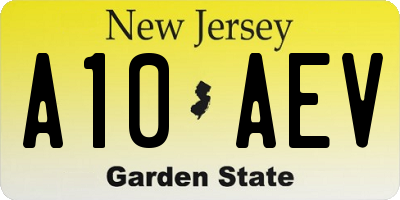 NJ license plate A10AEV