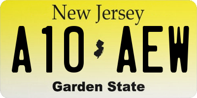 NJ license plate A10AEW