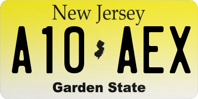 NJ license plate A10AEX