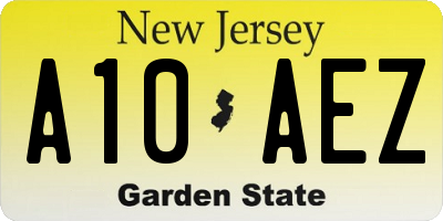 NJ license plate A10AEZ