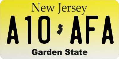 NJ license plate A10AFA