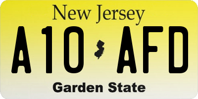 NJ license plate A10AFD