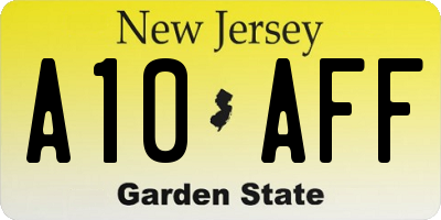 NJ license plate A10AFF