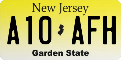 NJ license plate A10AFH