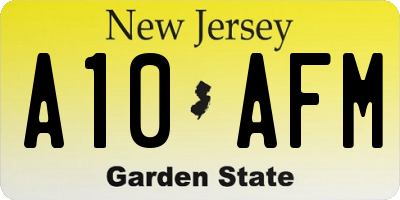 NJ license plate A10AFM