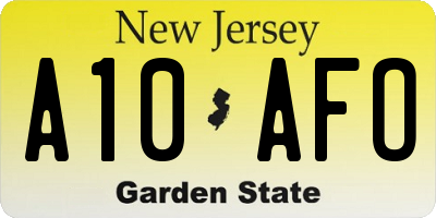 NJ license plate A10AFO