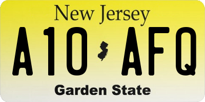 NJ license plate A10AFQ