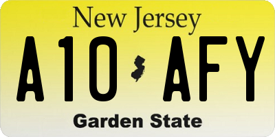 NJ license plate A10AFY