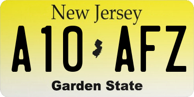 NJ license plate A10AFZ