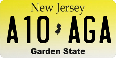 NJ license plate A10AGA