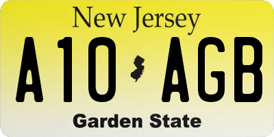 NJ license plate A10AGB