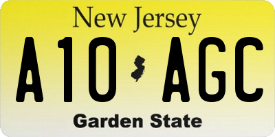 NJ license plate A10AGC