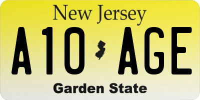 NJ license plate A10AGE