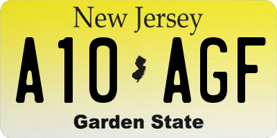 NJ license plate A10AGF