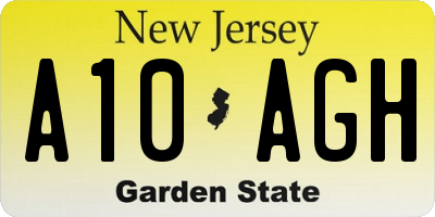 NJ license plate A10AGH