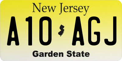 NJ license plate A10AGJ