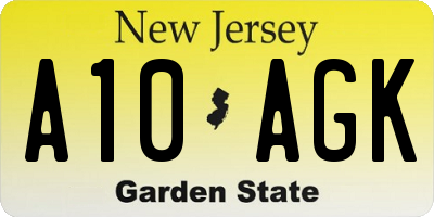 NJ license plate A10AGK